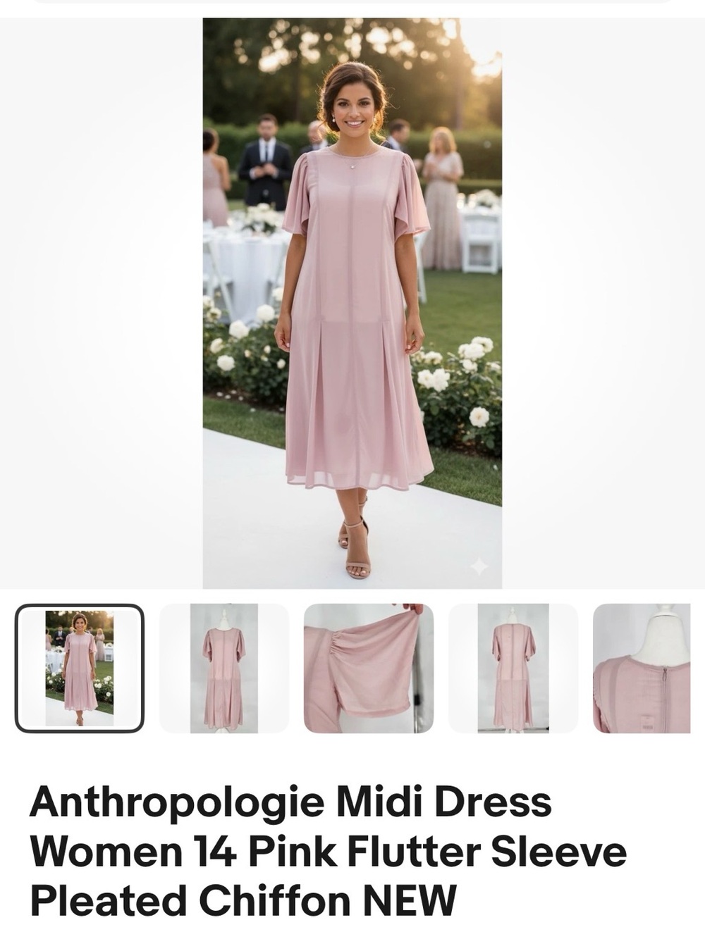 Anthropologie blush midi dress